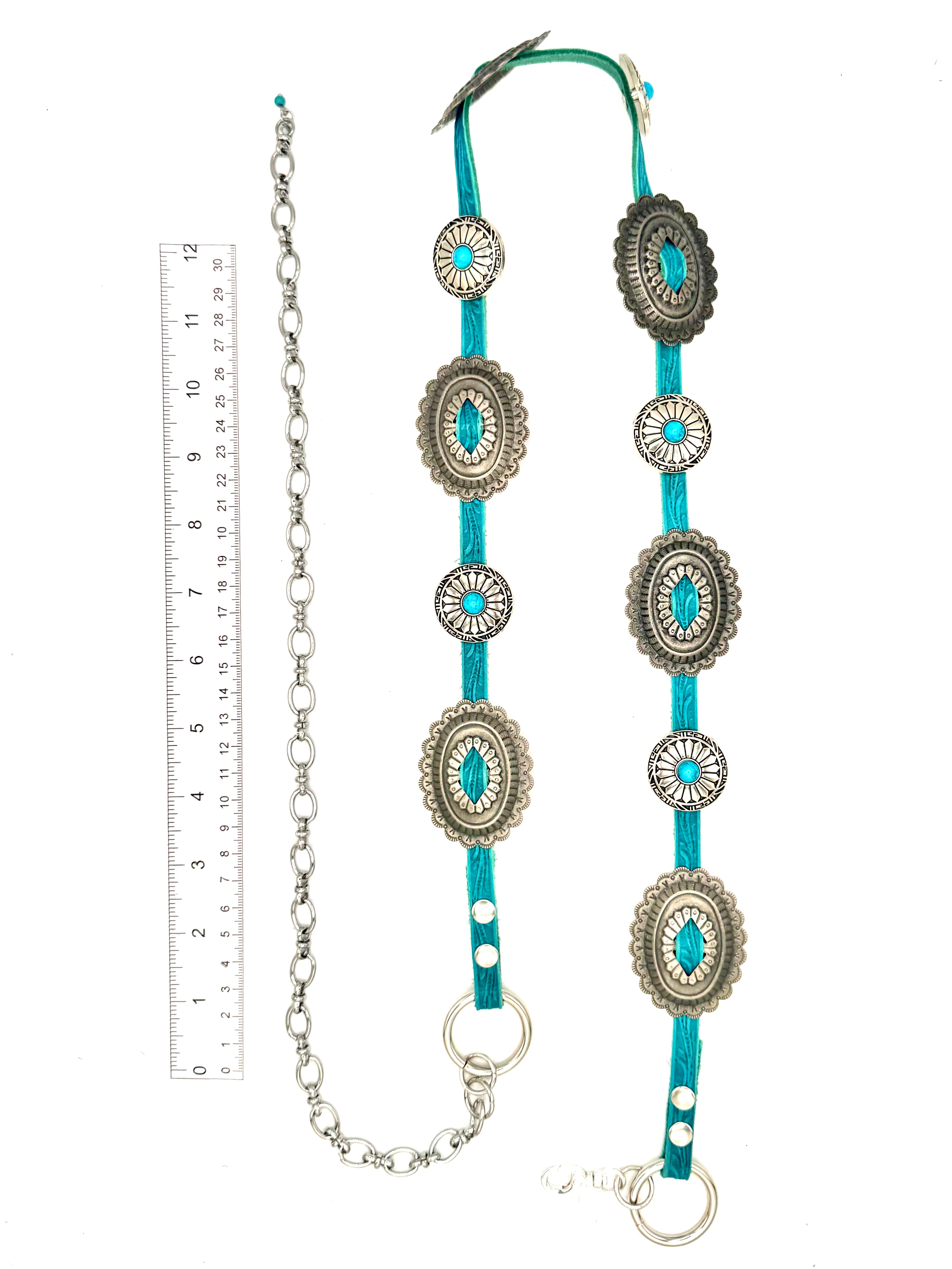 Turquoise Concho Belt - Teal