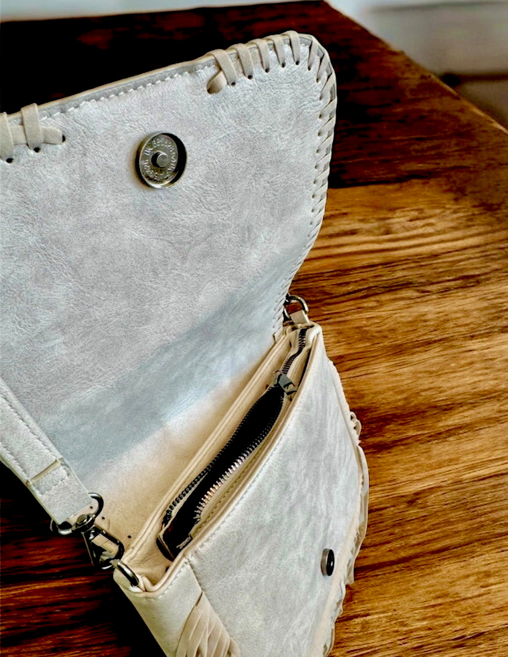 Western Fringe Bag - Light Gray