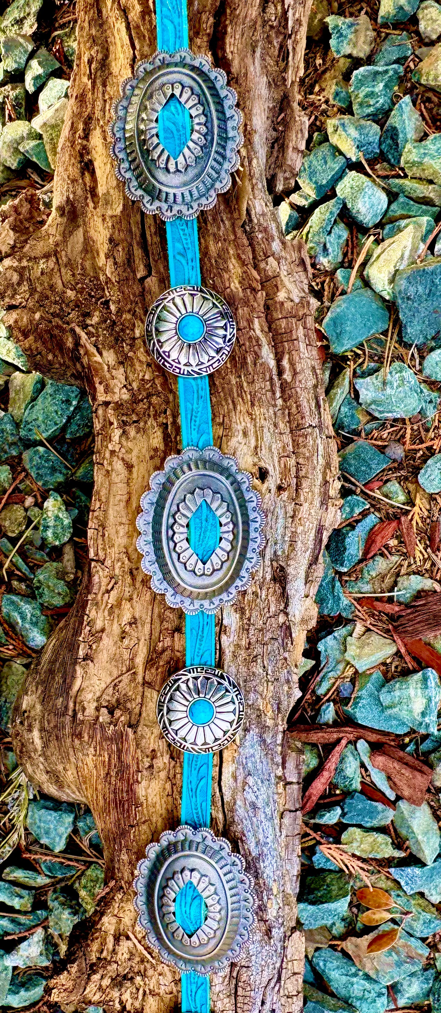 Turquoise Concho Belt - Teal