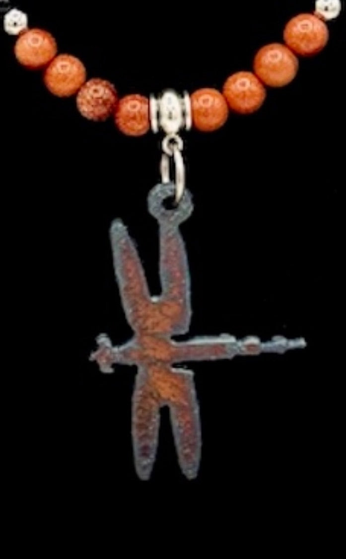 The DragonFly - Amethyst, Golden Orange Sandstone, and Black Onyx Bead Necklace & Earring Set