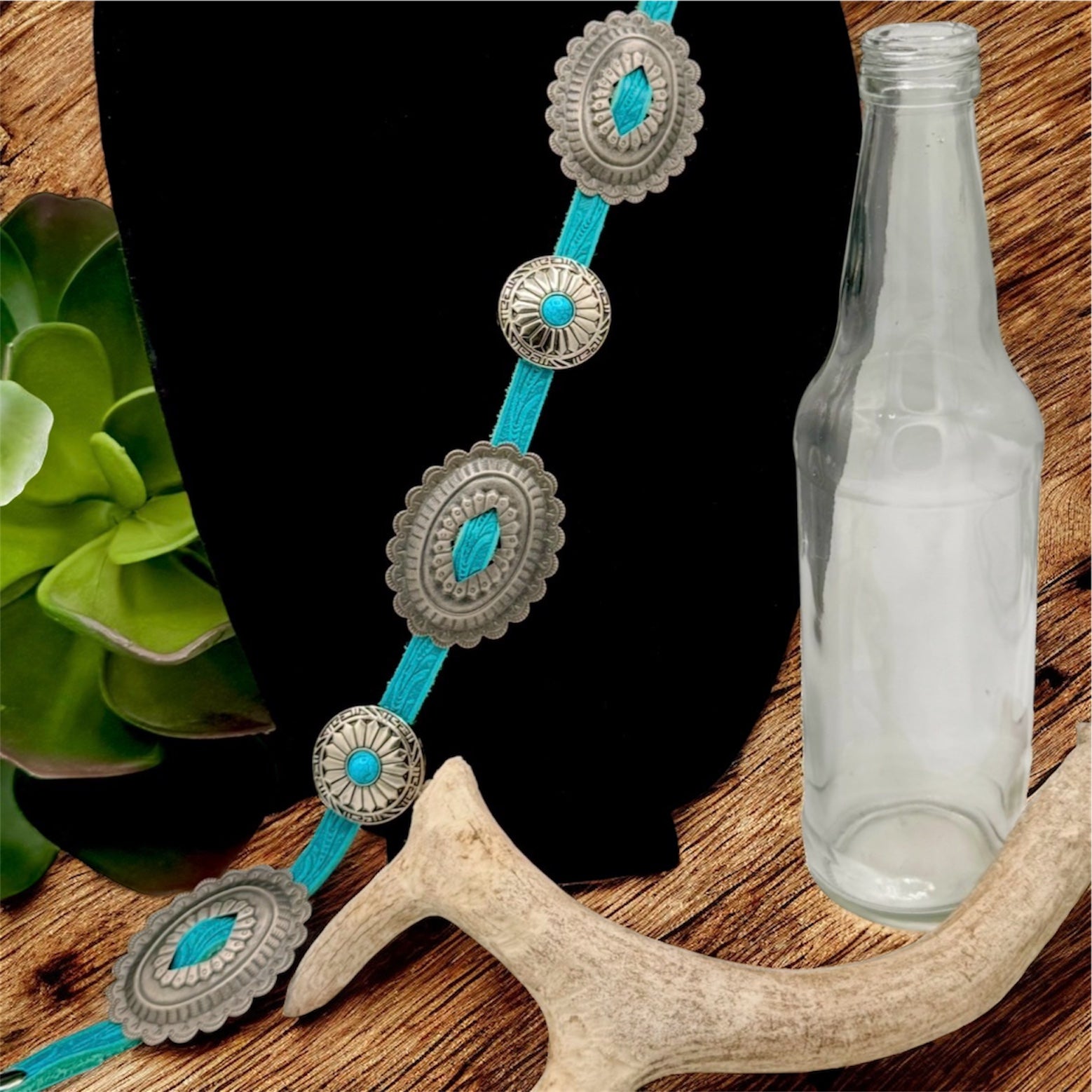 Turquoise Concho Belt - Teal