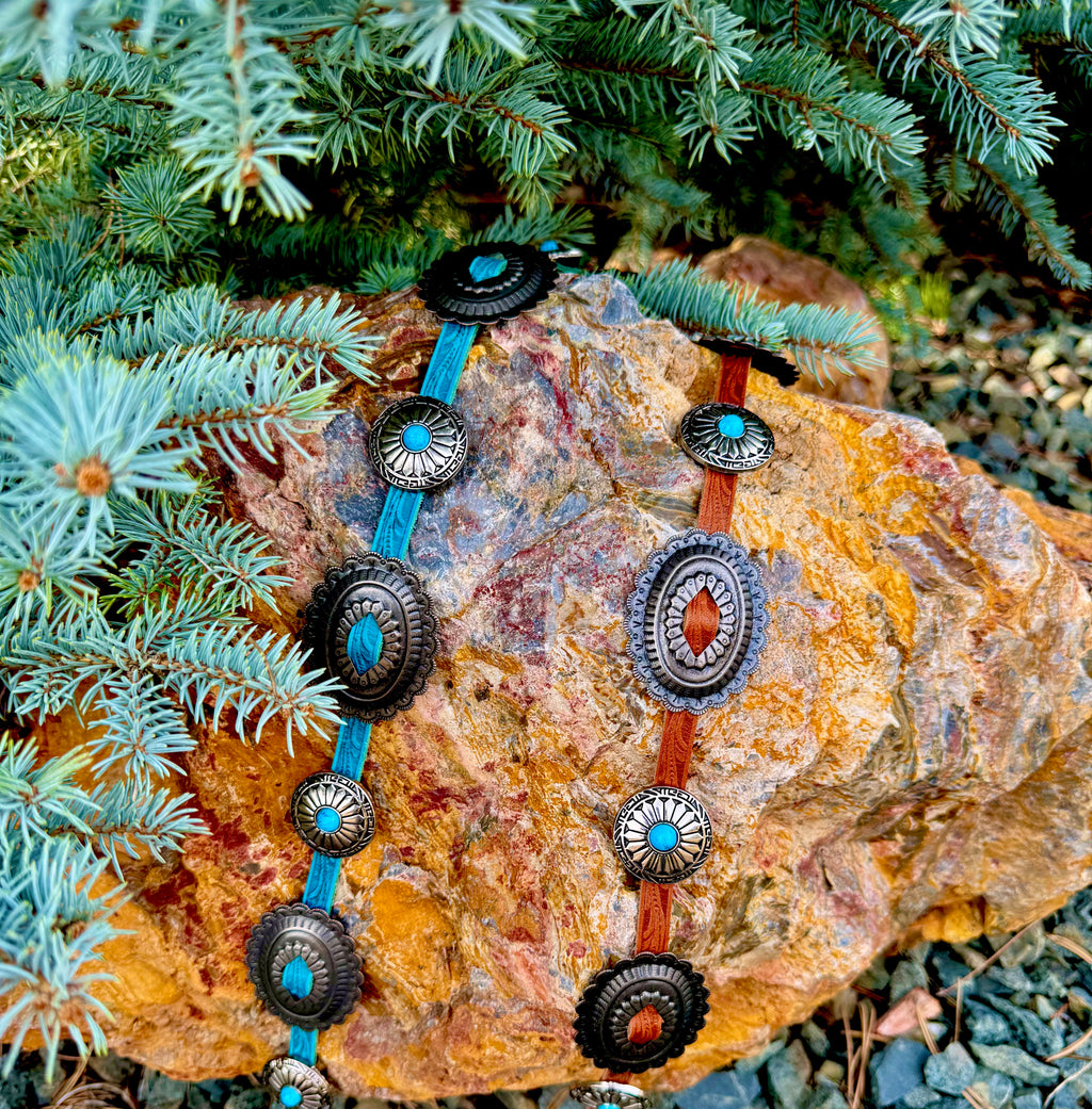 Turquoise Concho Belt - Teal