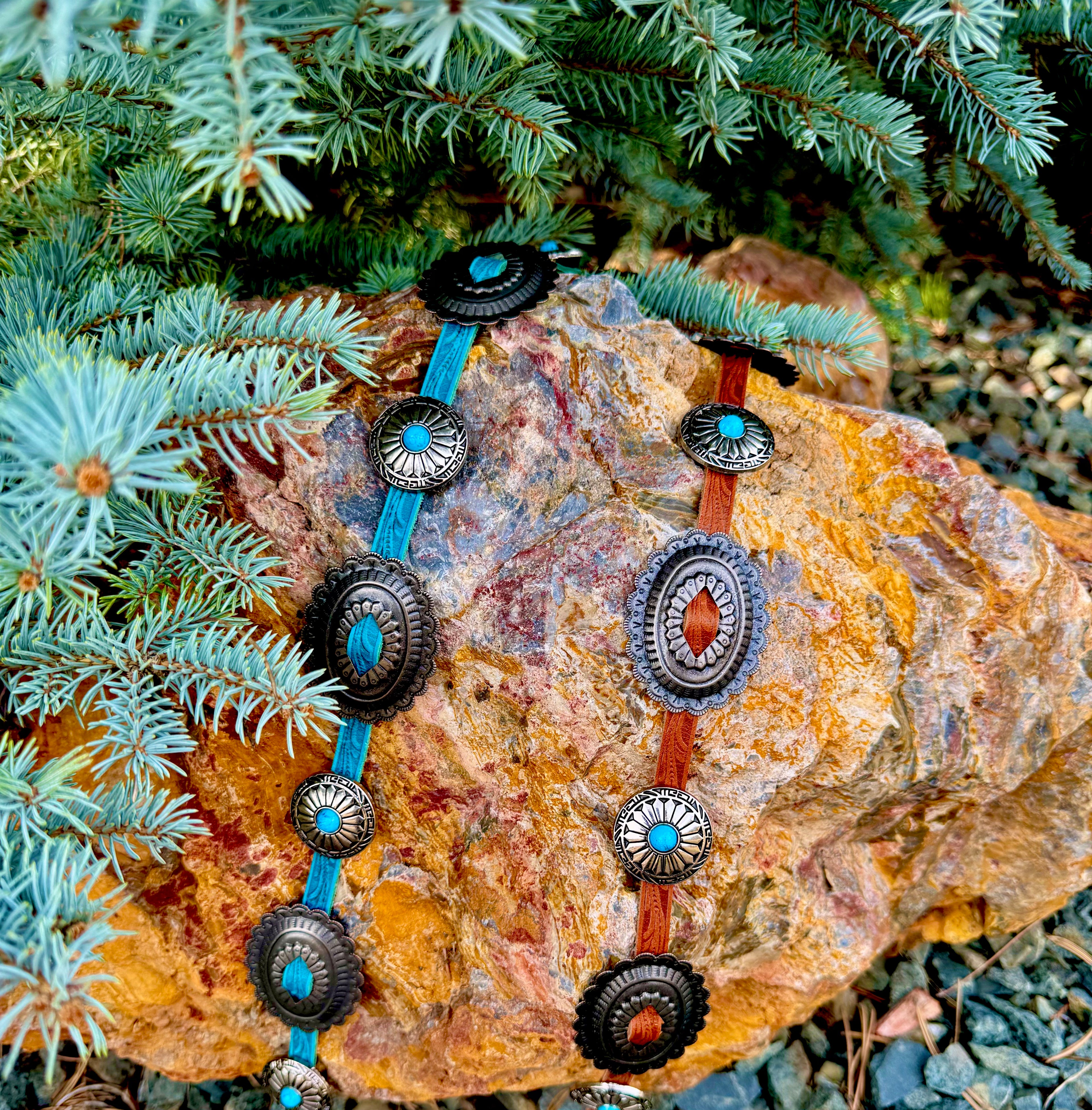Turquoise Concho Belt - Teal