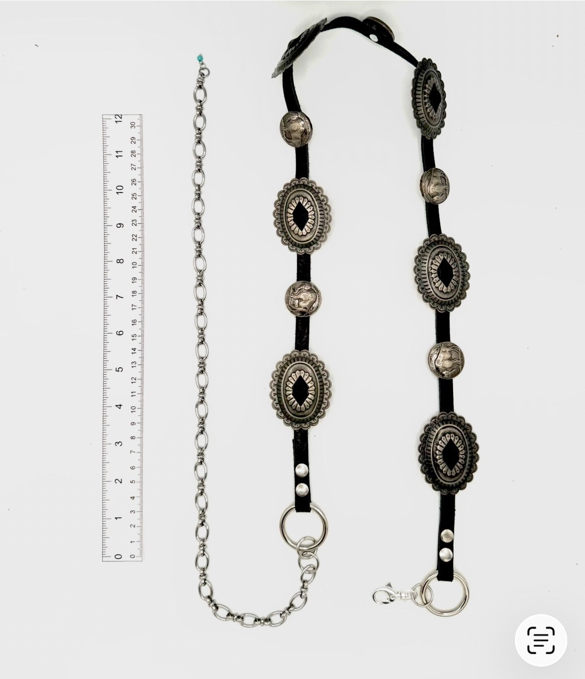 Buffalo Nickel Concho Belt - Black