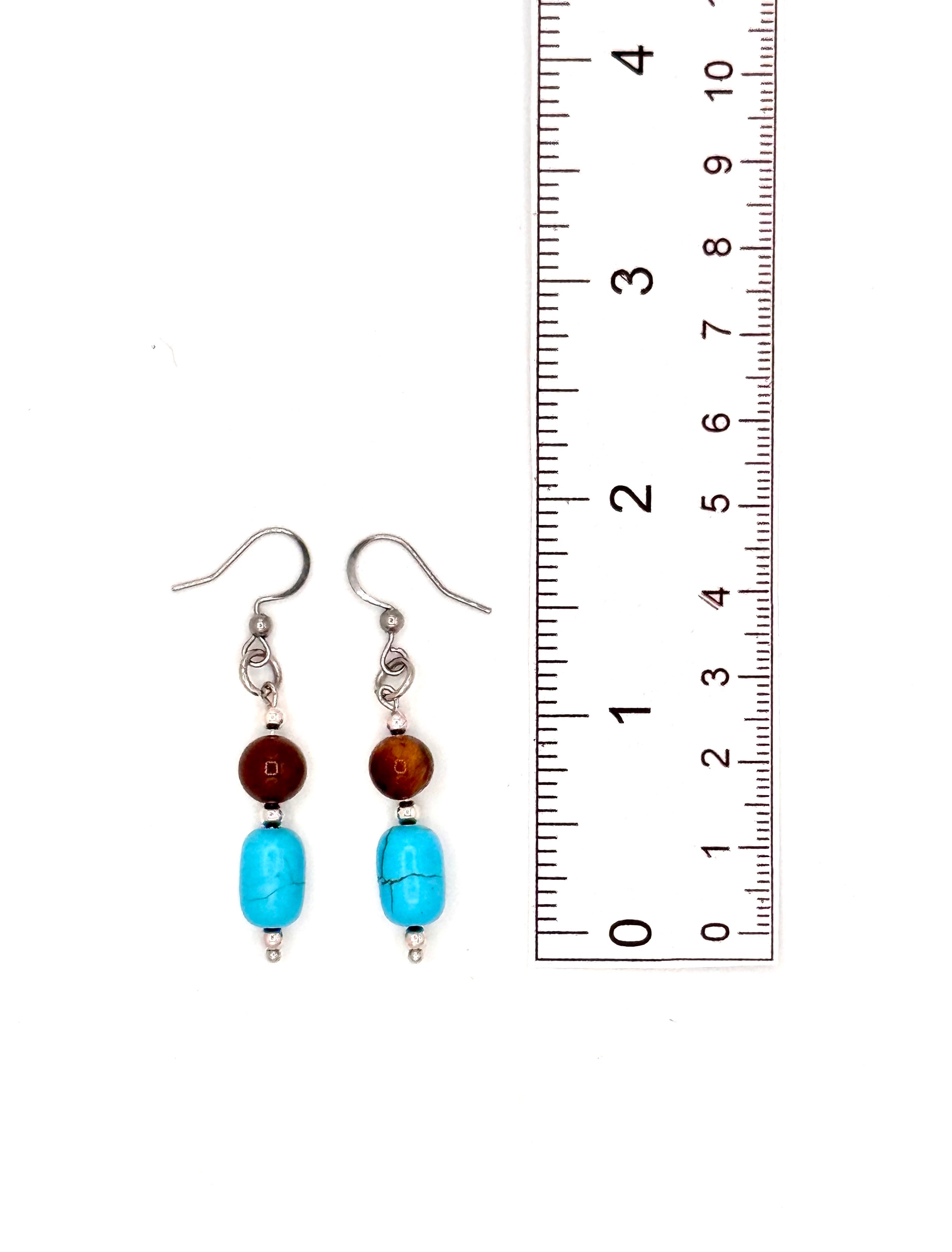 Guardian Angel - Turquoise and Tiger's Eye Beaded Necklace & Earring Set