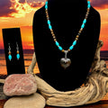 Heart Fire - Turquoise and Tiger's Eye Bead Necklace & Earring Set