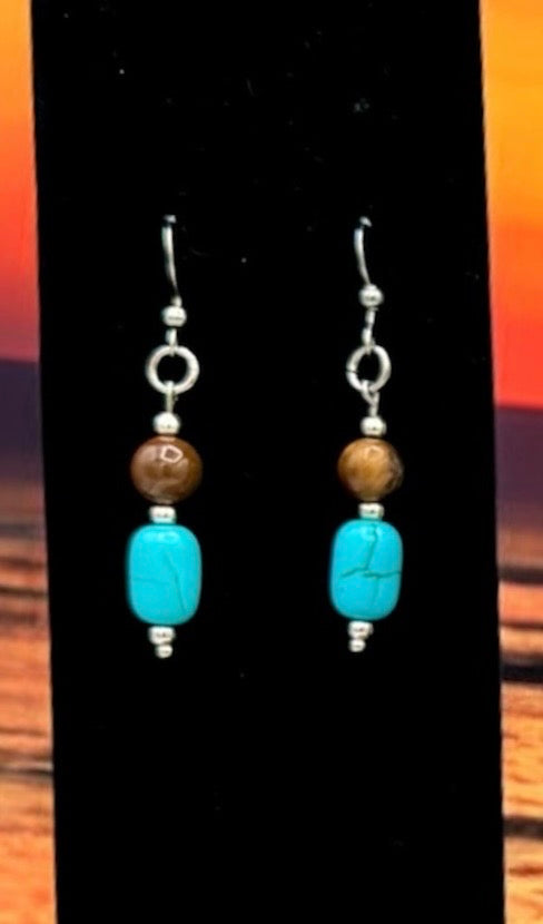 Guardian Angel - Turquoise and Tiger's Eye Beaded Necklace & Earring Set