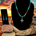 Guardian Angel - Turquoise and Tiger's Eye Beaded Necklace & Earring Set