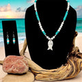 Pez - Turquoise and White Howlite Beaded Necklace & Earring Set