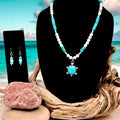 Tortuga - Turquoise and White Howlite Beaded Necklace & Earring Set
