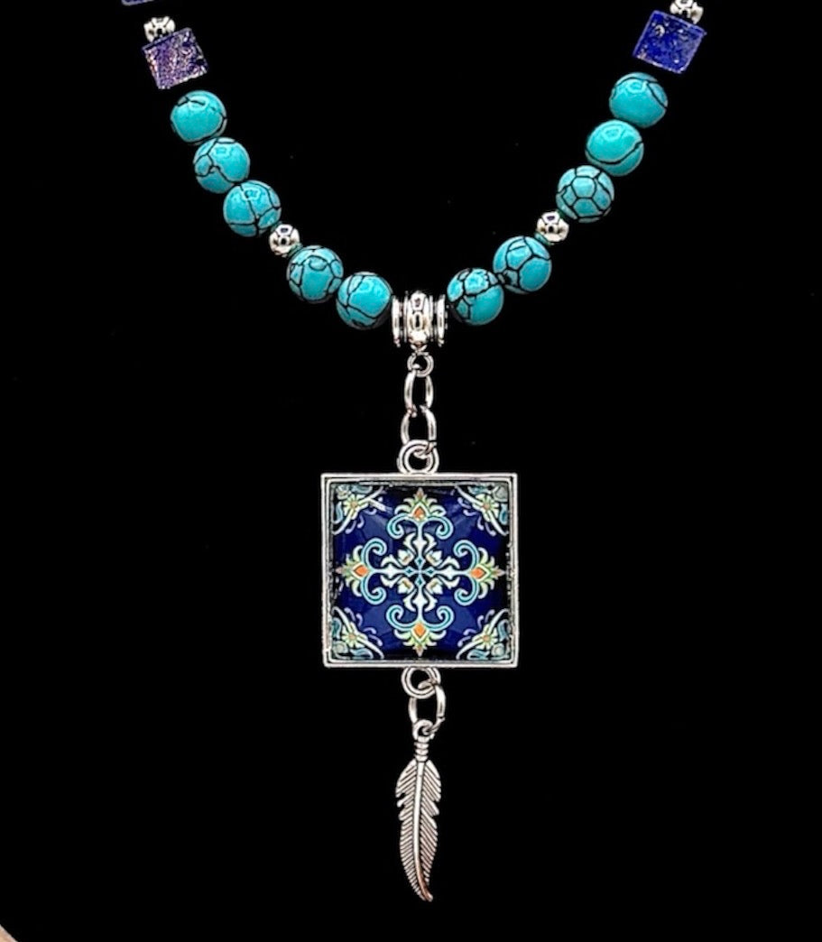 Pacifica Boho - Turquoise and Lapis Lazuli Beaded Necklace & Earring Set