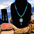 Aqua Blue Boho - Turquoise and Lapis Lazuli Bead Necklace & Earring Set