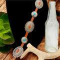 Turquoise Concho Belt - Brown